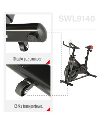 SWL9140 ROWER STACJONARNY SPINNINGOWY Z OPOREM MECHANICZNYM HMS