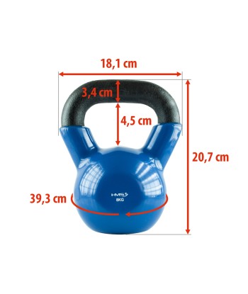 KNV08 BLUE KETTLEBELL ŻELIWNY POKRYTY WINYLEM HMS