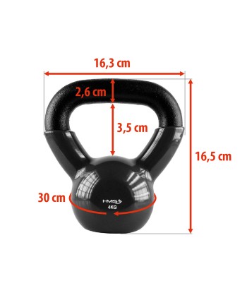 KNV04 BLACK KETTLEBELL ŻELIWNY POKRYTY WINYLEM HMS
