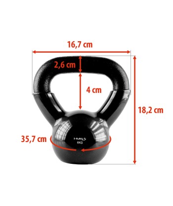KNV06 BLACK KETTLEBELL ŻELIWNY POKRYTY WINYLEM HMS