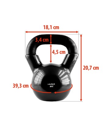 KNV08 BLACK KETTLEBELL ŻELIWNY POKRYTY WINYLEM HMS