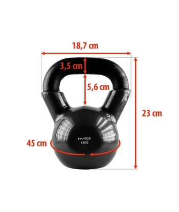 KNV12 BLACK KETTLEBELL ŻELIWNY POKRYTY WINYLEM HMS