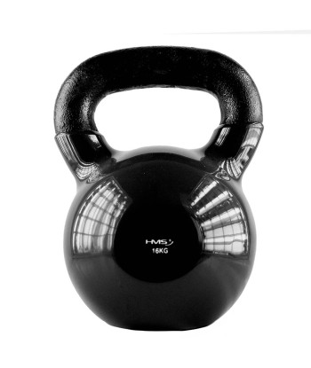 KNV16 BLACK KETTLEBELL ŻELIWNY POKRYTY WINYLEM HMS