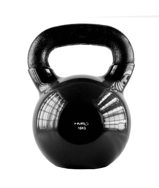 KNV16 BLACK KETTLEBELL ŻELIWNY POKRYTY WINYLEM HMS