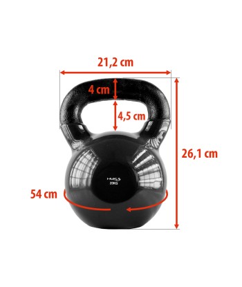 KNV20 BLACK KETTLEBELL ŻELIWNY POKRYTY WINYLEM HMS