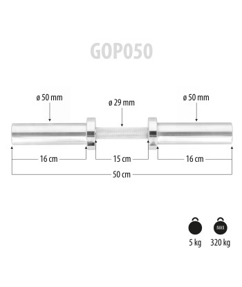 GOP050 (+ZACISKI) GRYF KRÓTKI OLIMPIJSKI 5KG 50CM HMS