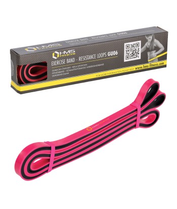 GU06 RÓŻOWO-CZARNA 13 x 5 x 2250 MM GUMA DO ĆWICZEŃ HMS