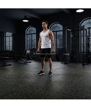 POS35 PODŁOGA GUMOWA POD SPRZĘT FITNESS Z WYPUSTKAMI BLACK/YELLOW II GATUNEK