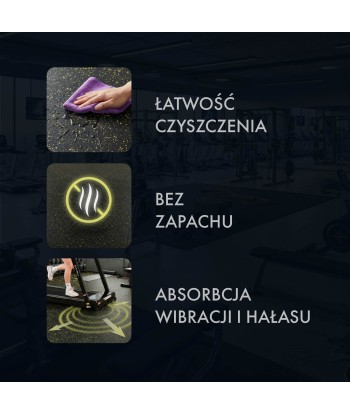 POS35 PODŁOGA GUMOWA POD SPRZĘT FITNESS Z WYPUSTKAMI BLACK/YELLOW II GATUNEK