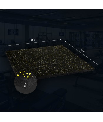 POS35 PODŁOGA GUMOWA POD SPRZĘT FITNESS Z WYPUSTKAMI BLACK/YELLOW II GATUNEK